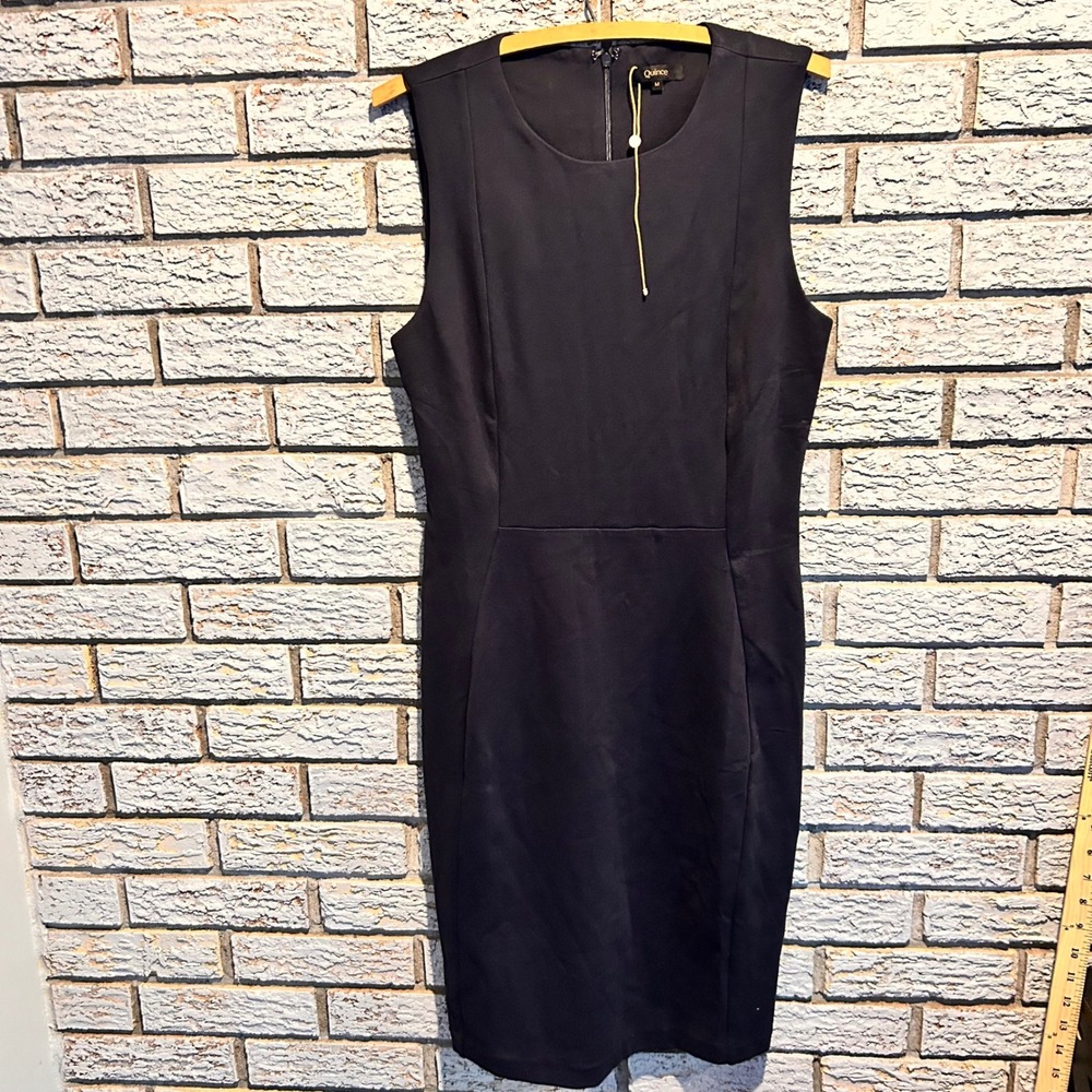 Quince Women Navy Blue Sleeveless Sheath Ponte Knit Dress Size M NWT